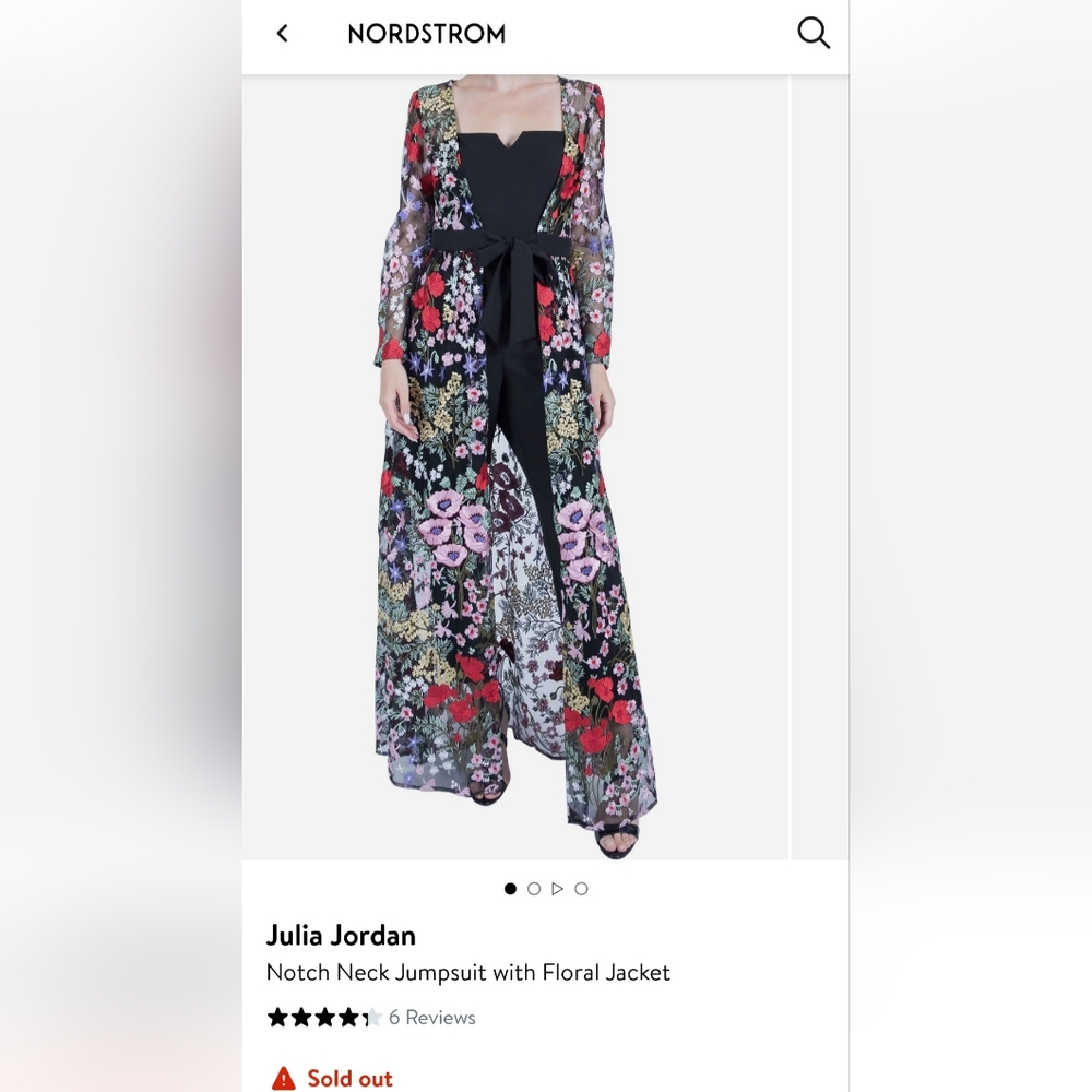 Julia Jordan Black Jumpsuit with Colorful Floral Overlay